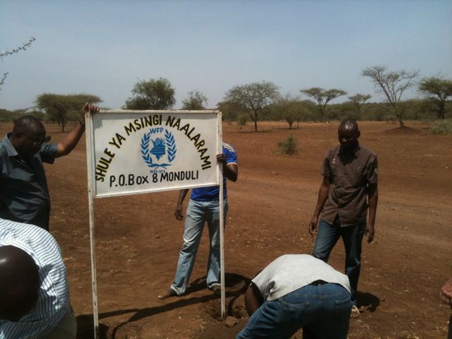Cementing in the school sign
